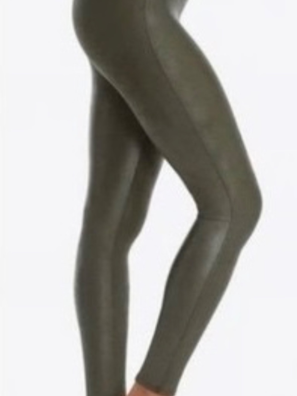 SPANX Faux Leather Leggings Rich Olive M NWT High Rise Shaping Pull On - Picture 2 of 8